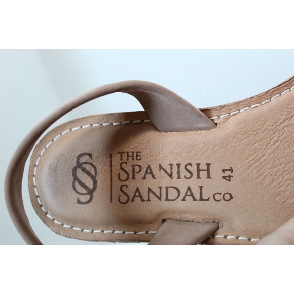 The Spanish Sandal Co. Peep Toe Tan Nubuck Sandals Size 41 US Size 10 H14896 - Picture 3 of 11
